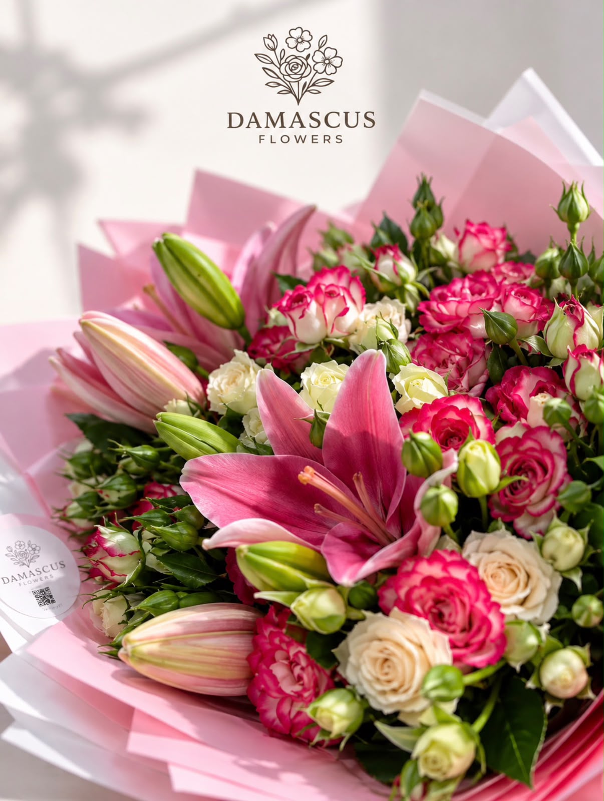 تفاصيل ألوان باقة بيبي روز مشكلة — Damascus Flowers